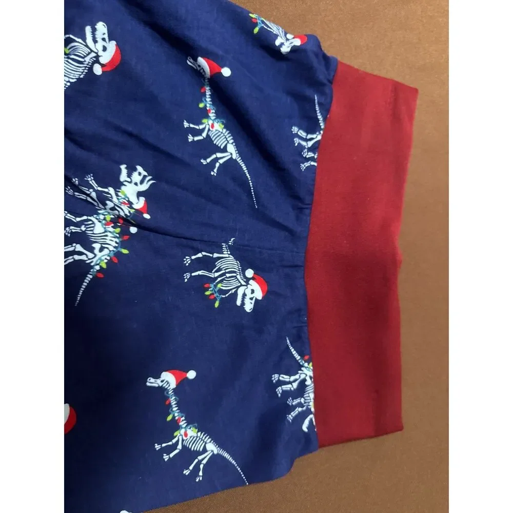 5-6T Christmas Dinosaur Pants Joggers Double Brushed Polyester Loose Waist Fit